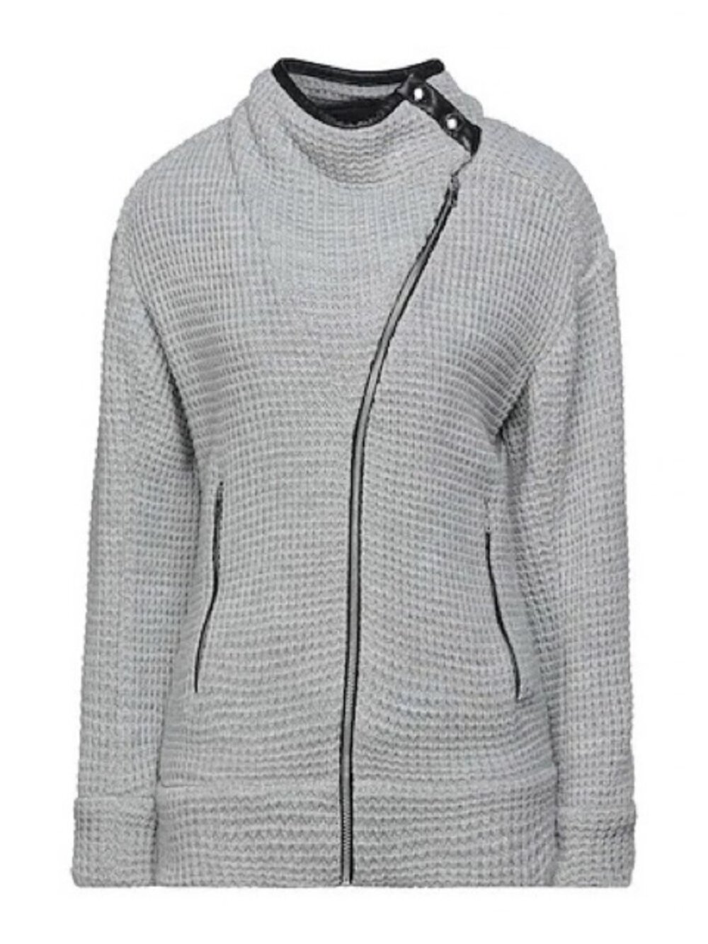 IRO Chelane Waffle Knit Zip Up Jacket Grey Sz 40EU 8US